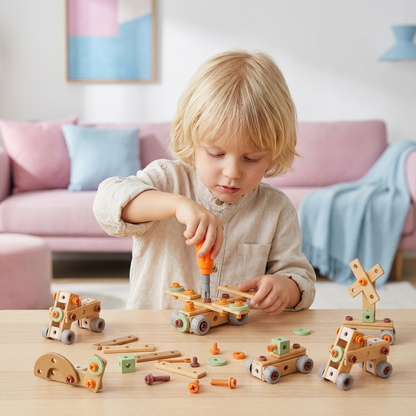 Kinder Werkzeug-Set zum Schrauben & Bauen – Lernspiel mit Zubehör