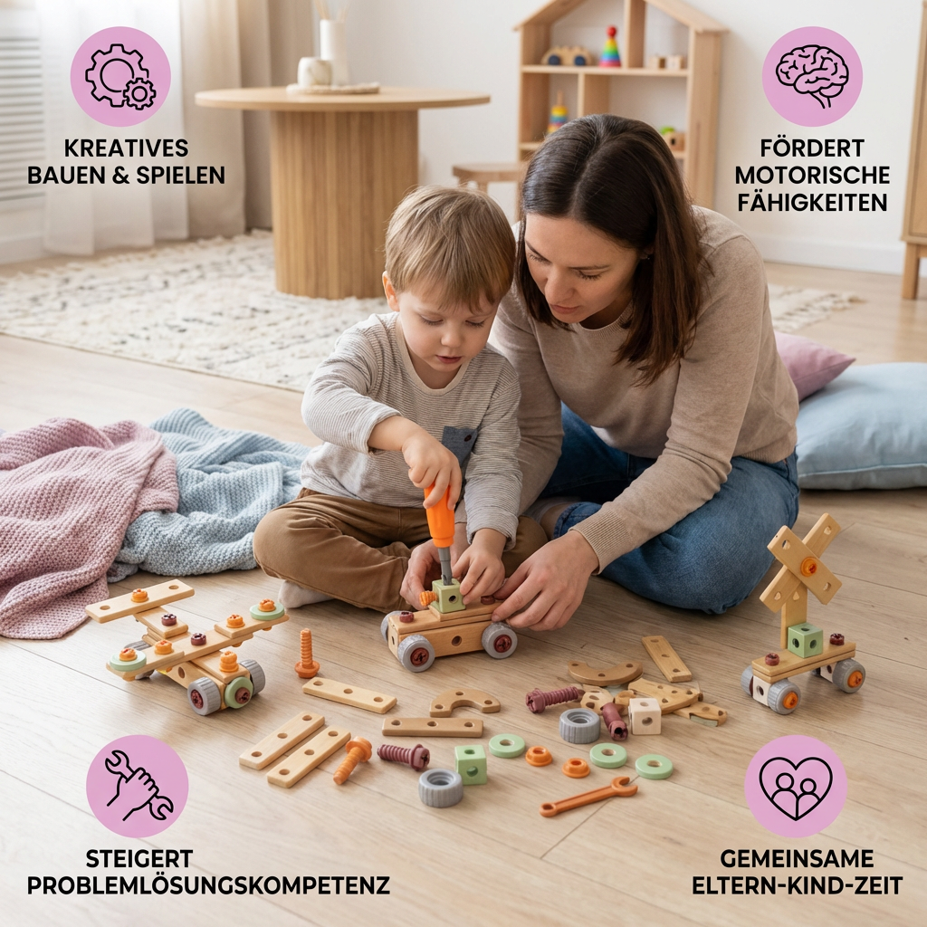 Kinder Werkzeug-Set zum Schrauben & Bauen – Lernspiel mit Zubehör