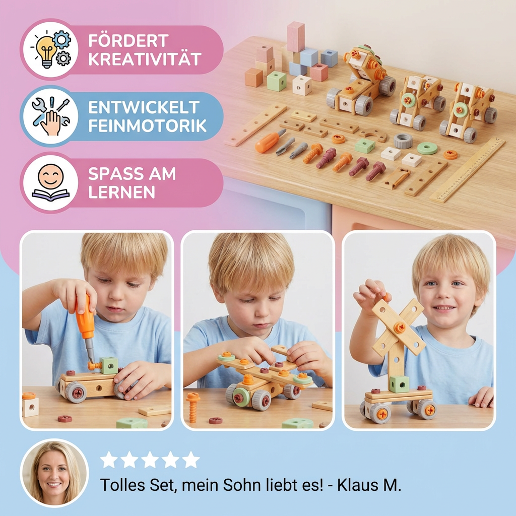 Kinder Werkzeug-Set zum Schrauben & Bauen – Lernspiel mit Zubehör