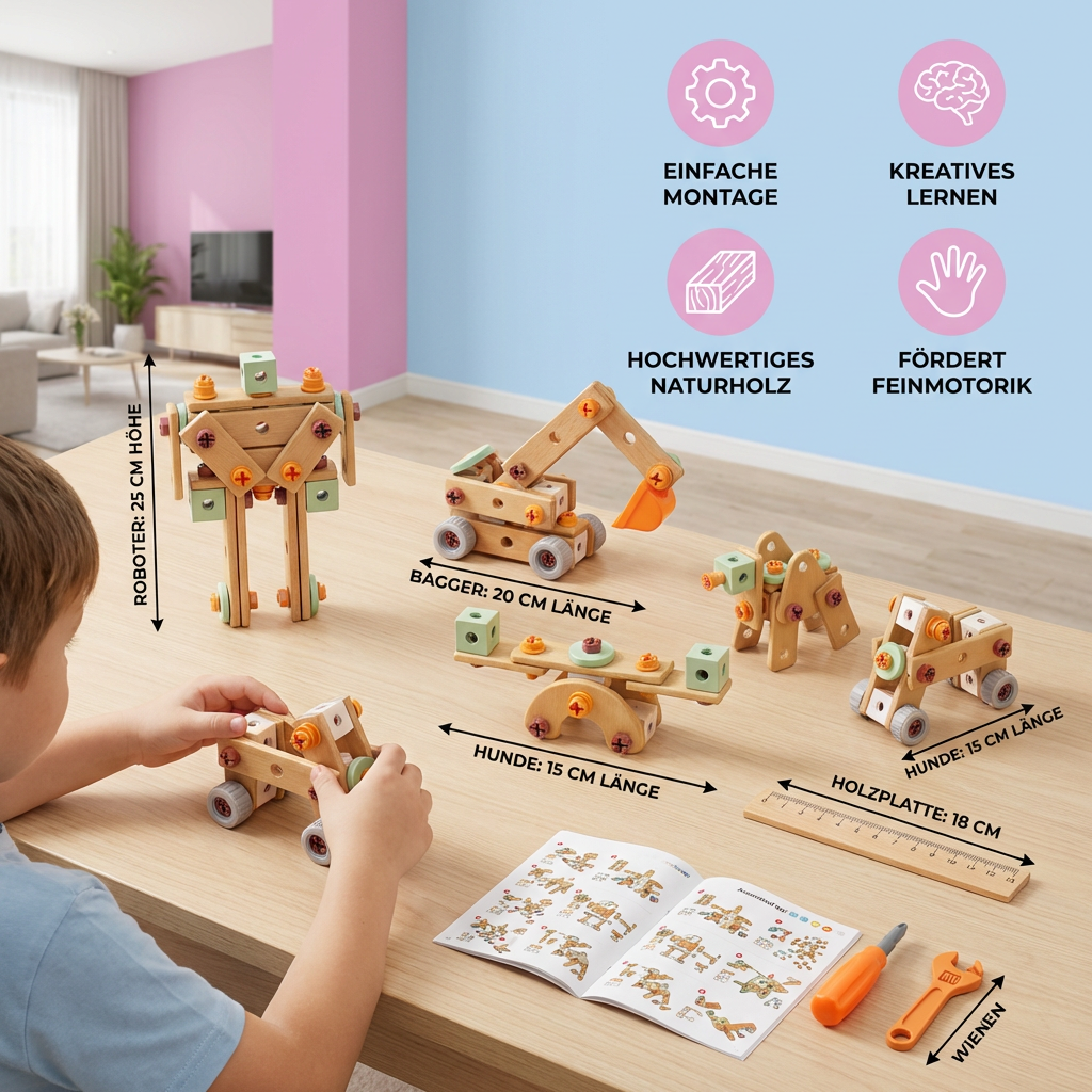 Kinder Werkzeug-Set zum Schrauben & Bauen – Lernspiel mit Zubehör