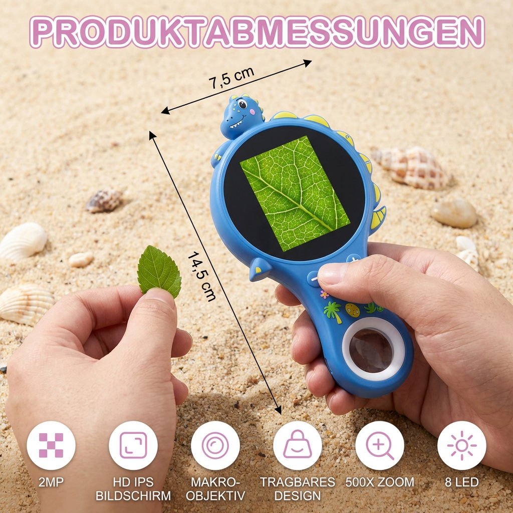 Kinder Video-Mikroskop mit Bildschirm – Mobiles Forschungsgerät für kleine Entdecker