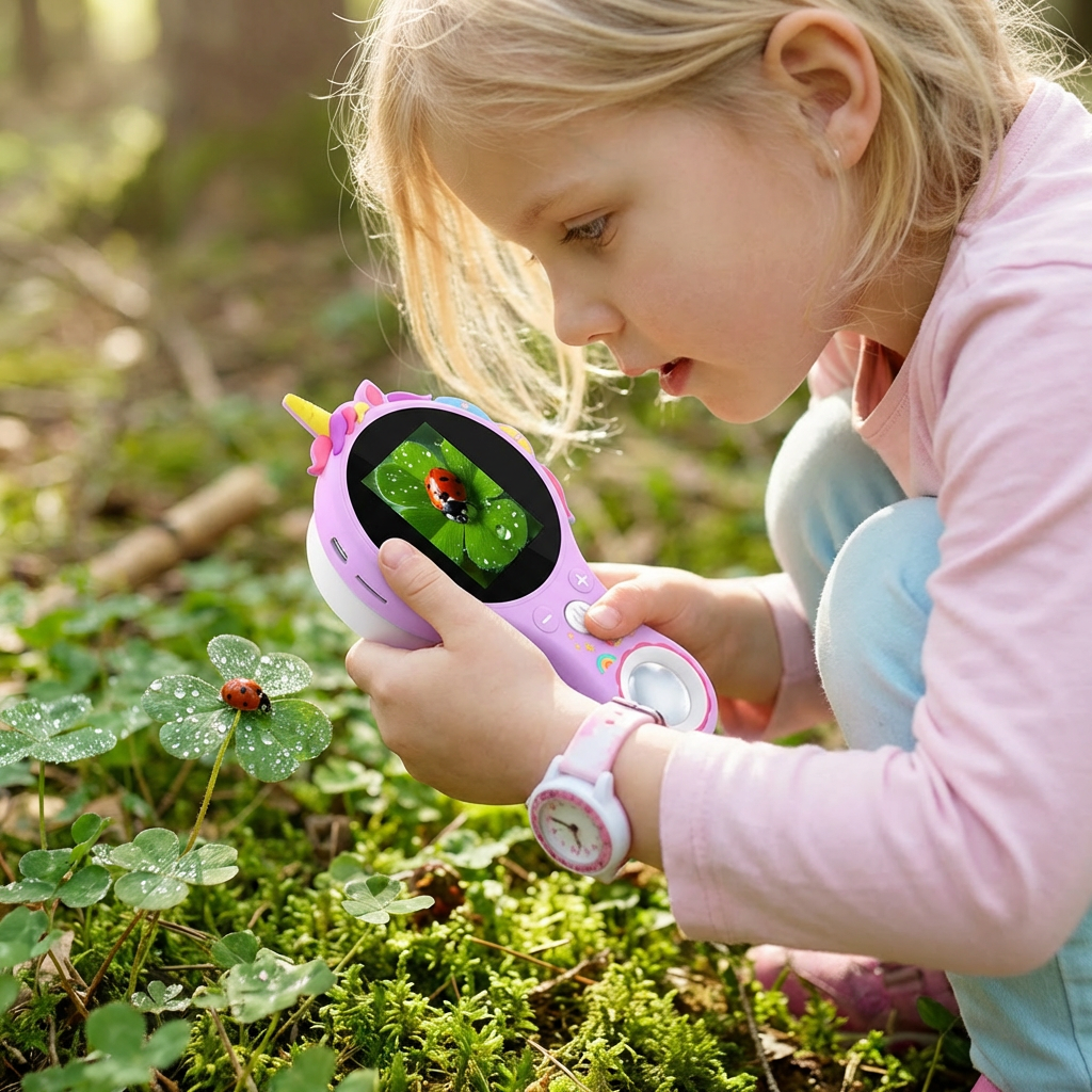 Kinder Video-Mikroskop mit Bildschirm – Mobiles Forschungsgerät für kleine Entdecker