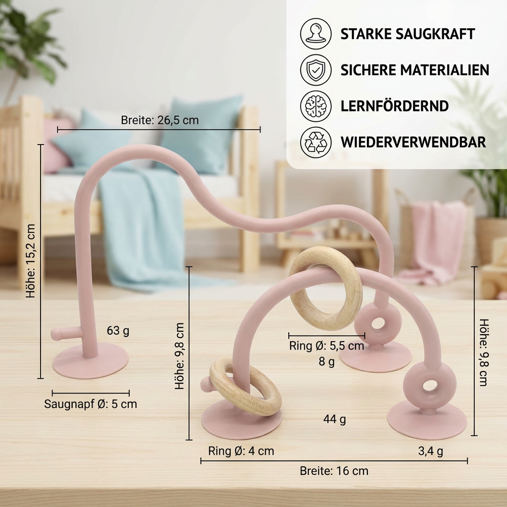 Silikon Motorik-Spielzeug für Babys – Saugnapf Lernspiel für Tisch & Hochstuhl