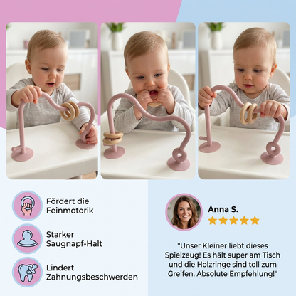 Silikon Motorik-Spielzeug für Babys – Saugnapf Lernspiel für Tisch & Hochstuhl