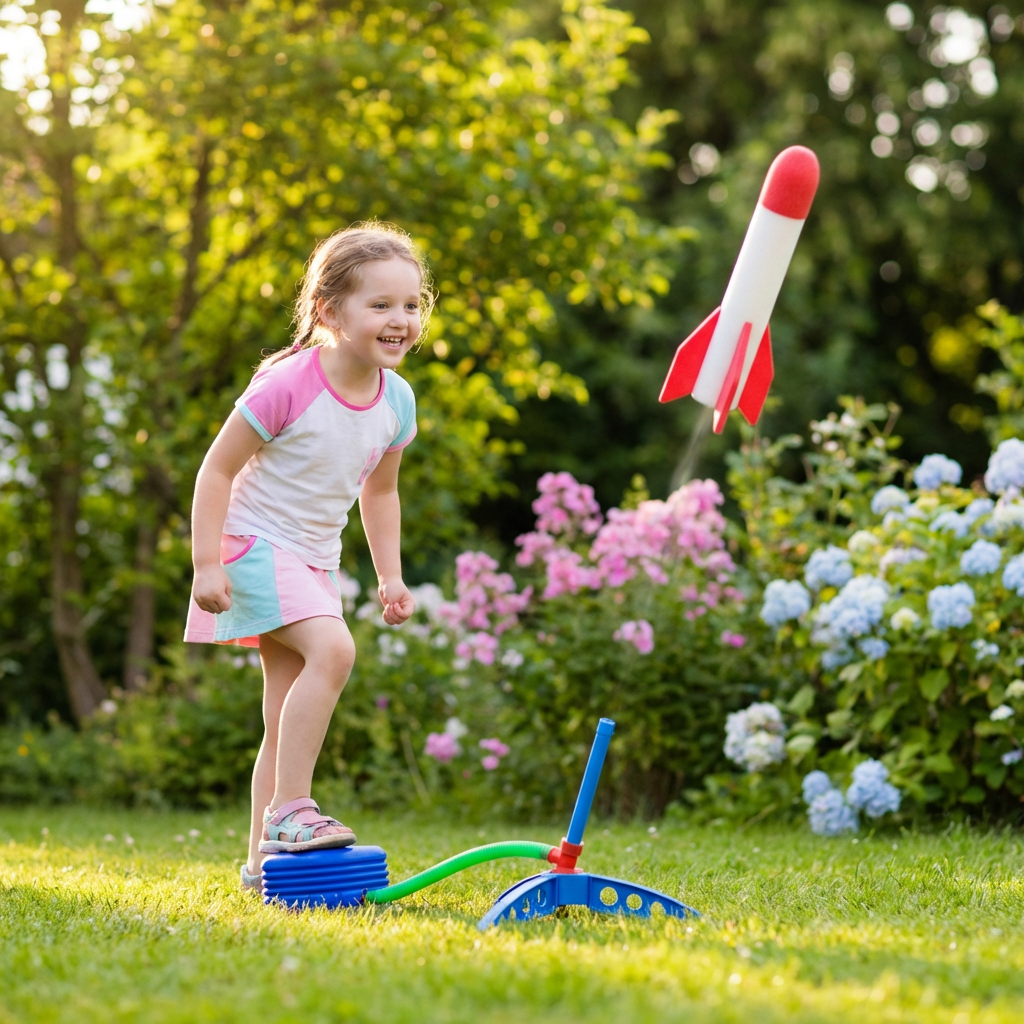 Kinder Raketenstarter mit Fußpumpe – Leuchtendes Outdoor Luftdruck-Spielzeug