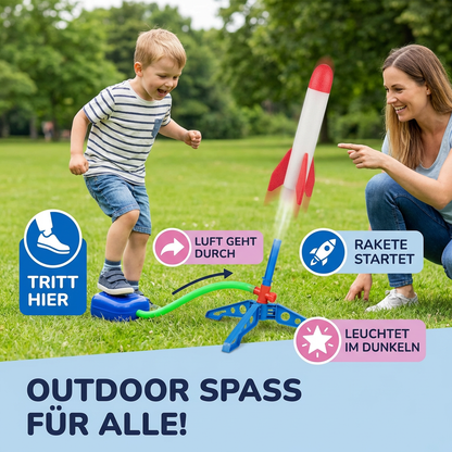Kinder Raketenstarter mit Fußpumpe – Leuchtendes Outdoor Luftdruck-Spielzeug