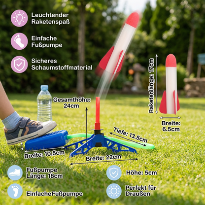 Kinder Raketenstarter mit Fußpumpe – Leuchtendes Outdoor Luftdruck-Spielzeug