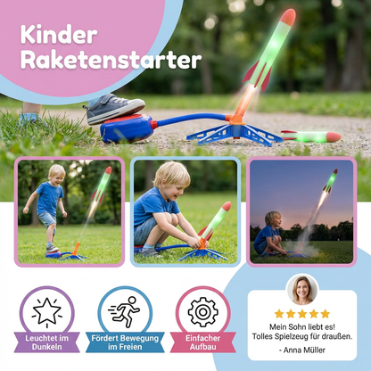 Kinder Raketenstarter mit Fußpumpe – Leuchtendes Outdoor Luftdruck-Spielzeug
