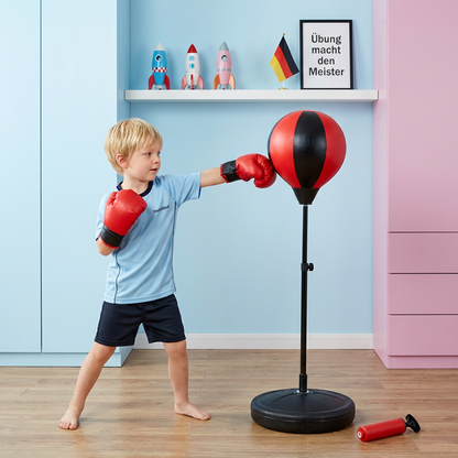Kinder Box-Set mit Standboxsack & Handschuhen – Höhenverstellbares Boxtraining für Kinder (3–8 Jahre)