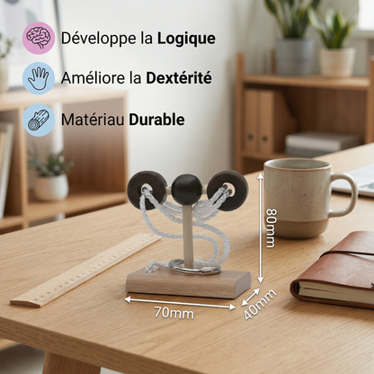 Handgemachtes Holz-IQ-Puzzle mit Seil – Denkspiel für die ganze Familie
