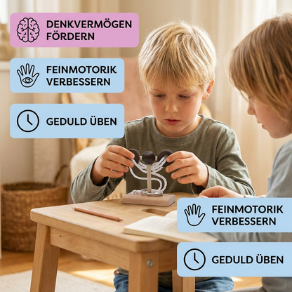 Handgemachtes Holz-IQ-Puzzle mit Seil – Denkspiel für die ganze Familie