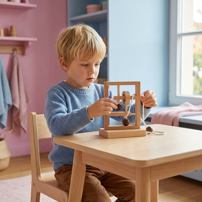 Handgemachtes Holz-IQ-Puzzle mit Seil – Denkspiel für die ganze Familie