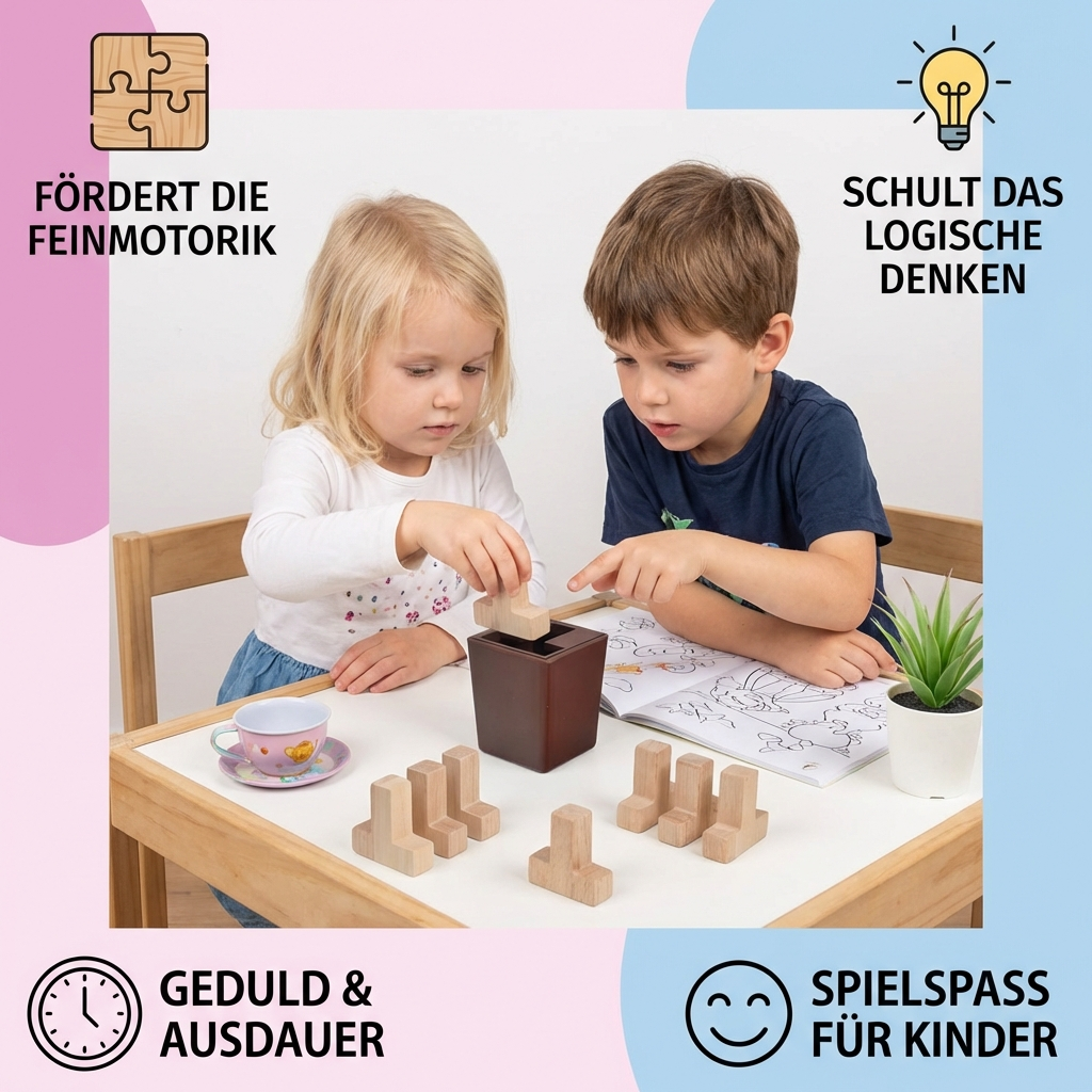 3D Holz-Logikpuzzle & Formenrätsel