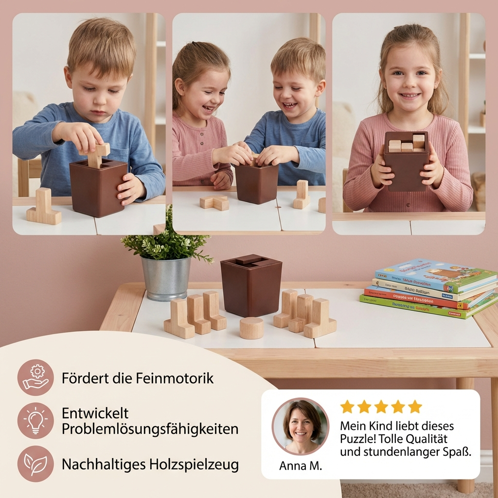 3D Holz-Logikpuzzle & Formenrätsel