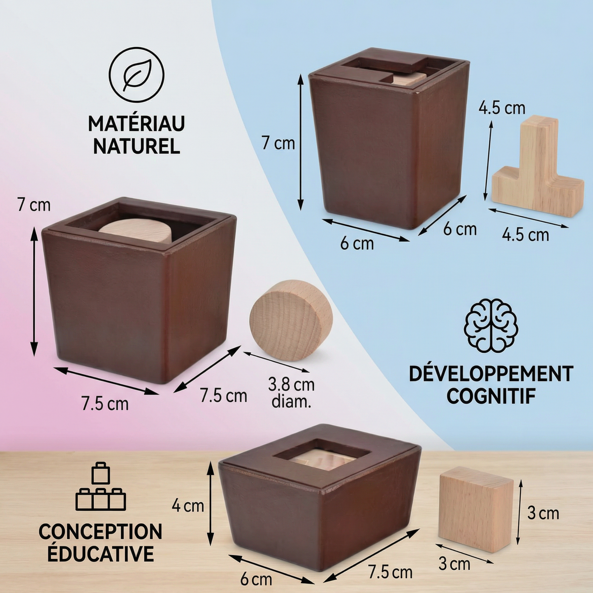 3D Holz-Logikpuzzle & Formenrätsel