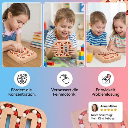 Handgemachtes Pädagogisches Drehbohnen-Fingerspiel – Holz-Denkspiel für Kinder