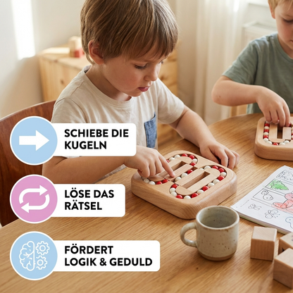 Handgemachtes Pädagogisches Drehbohnen-Fingerspiel – Holz-Denkspiel für Kinder