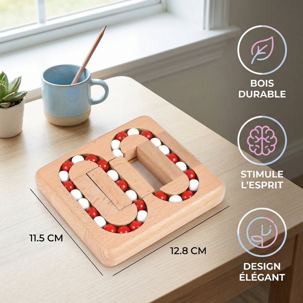 Handgemachtes Pädagogisches Drehbohnen-Fingerspiel – Holz-Denkspiel für Kinder