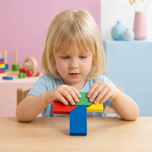 Holz-Tangram Puzzle – Montessori Geometrie- & Lernspiel für Kinder