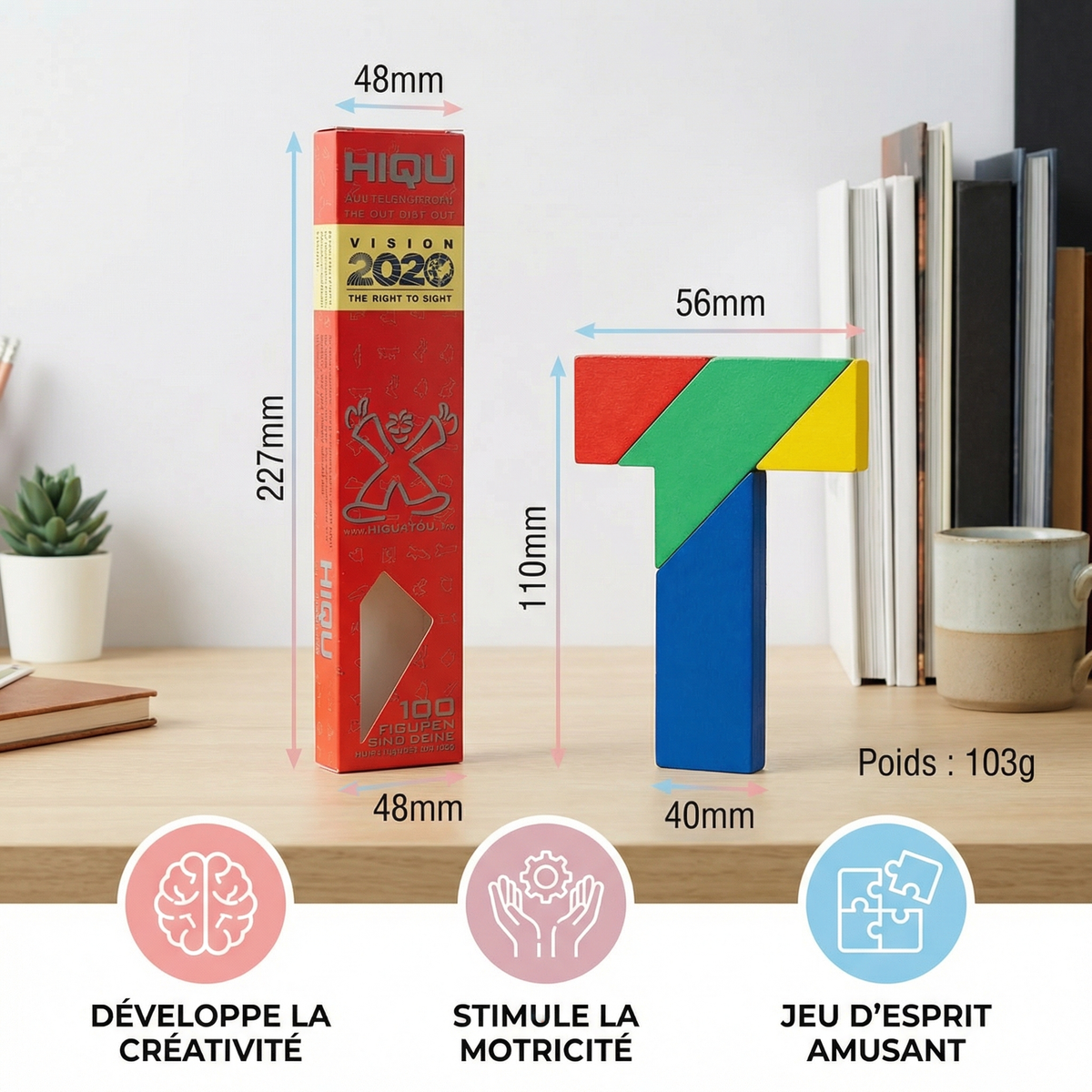 Holz-Tangram Puzzle – Montessori Geometrie- & Lernspiel für Kinder