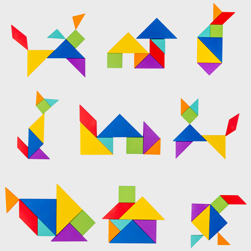 Tragbares Montessori Holz Magnet Tangram Puzzle Buch Lernspielzeug