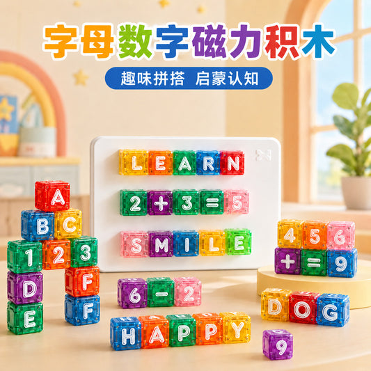 40-teiliges Lernset mit magnetischen Buchstaben & Zahlen – Montessori-MINT-Spielzeug für Kinder