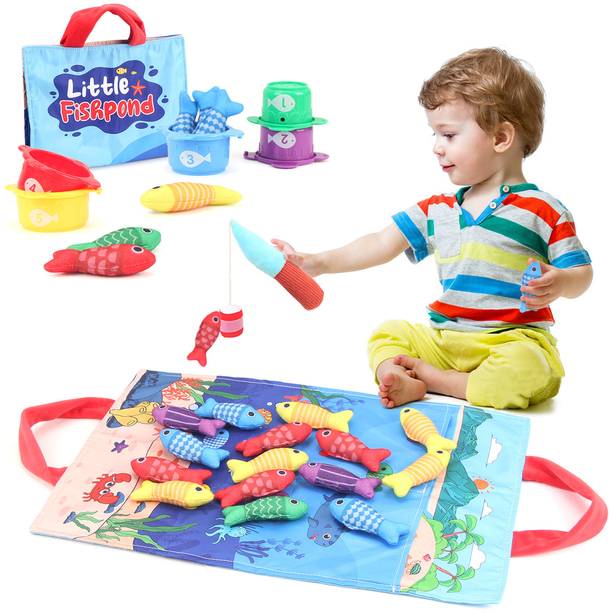 Montessori Plüsch Fischteich Spielzeug
