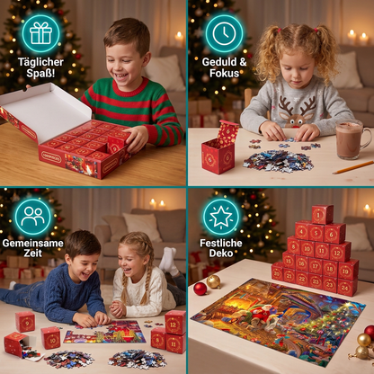 Weihnachts-Puzzle-Adventskalender – 24-Tage-Countdown-Set mit 1008 Teilen