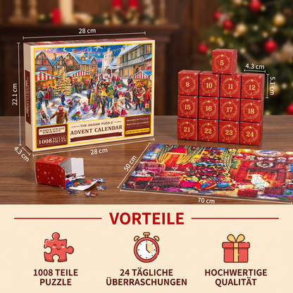 Weihnachts-Puzzle-Adventskalender – 24-Tage-Countdown-Set mit 1008 Teilen