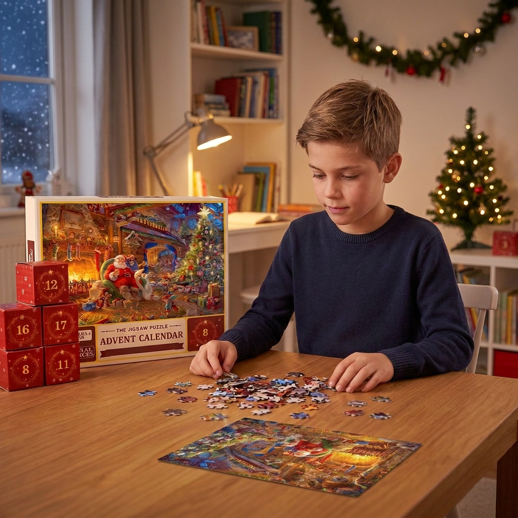 Weihnachts-Puzzle-Adventskalender – 24-Tage-Countdown-Set mit 1008 Teilen