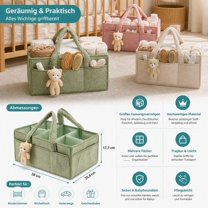 Plüschige Sherpa-Windel-Aufbewahrungsbox – Organizer-Korb fürs Kinderzimmer & den Wickeltisch