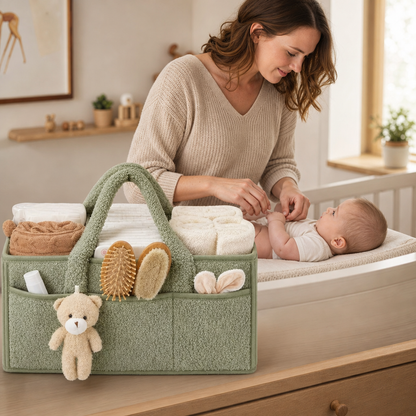 Plüschige Sherpa-Windel-Aufbewahrungsbox – Organizer-Korb fürs Kinderzimmer & den Wickeltisch