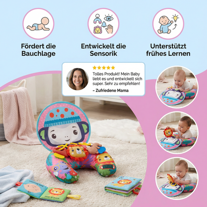 Baby Trainingskissen für Bauchlage mit Spielbogen – Fördert Sensorik & frühe Entwicklung