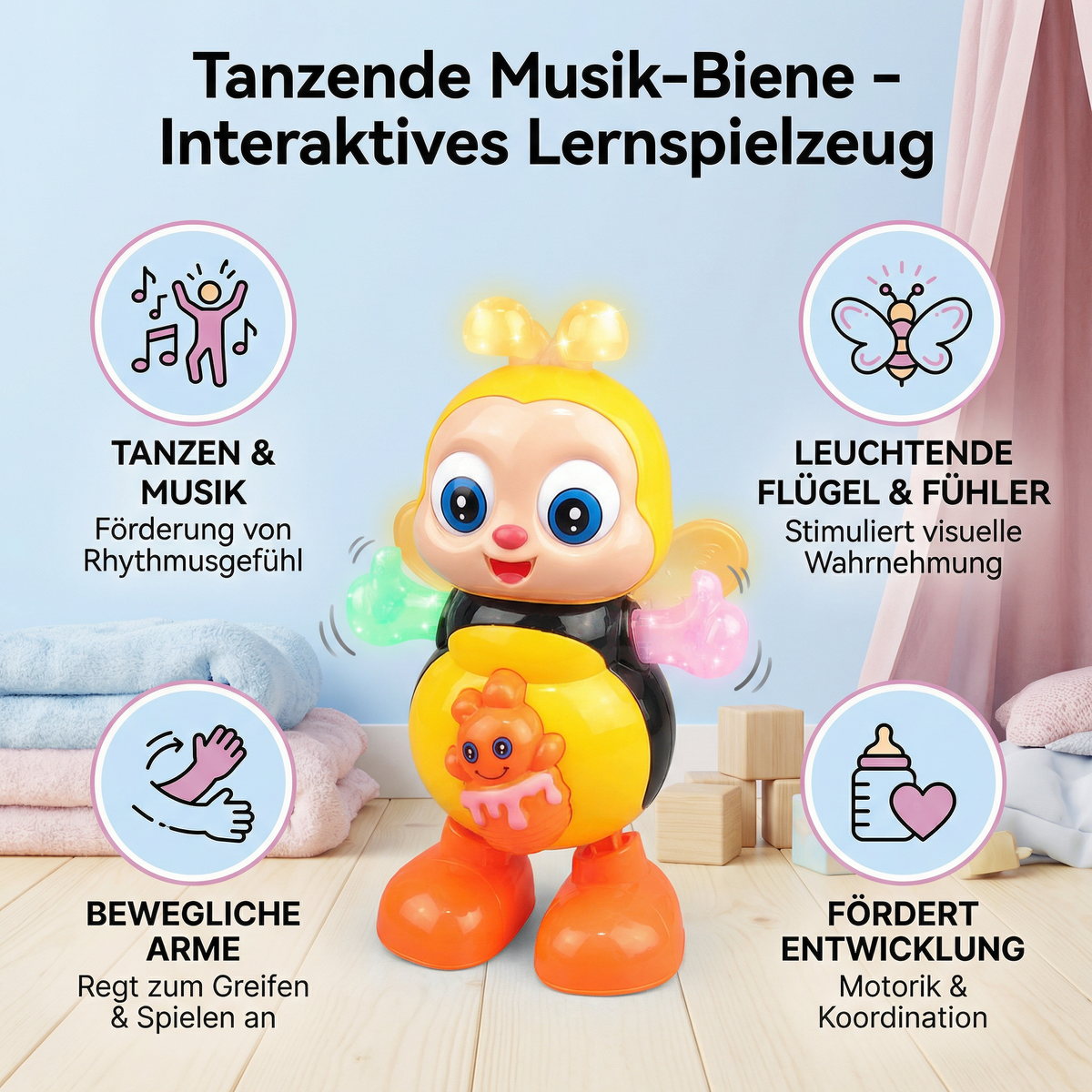 Tanzende Musik-Biene – Interaktives Spielzeug für Babys & Kleinkinder