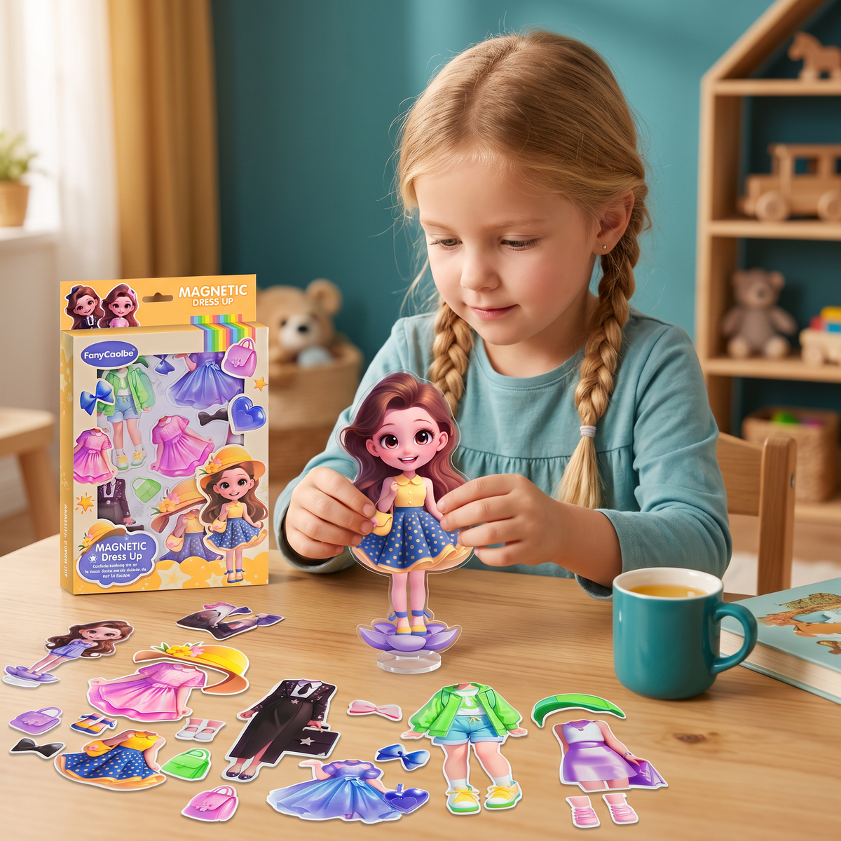 Magnetisches Ankleidepuppen-Set mit austauschbaren Outfits