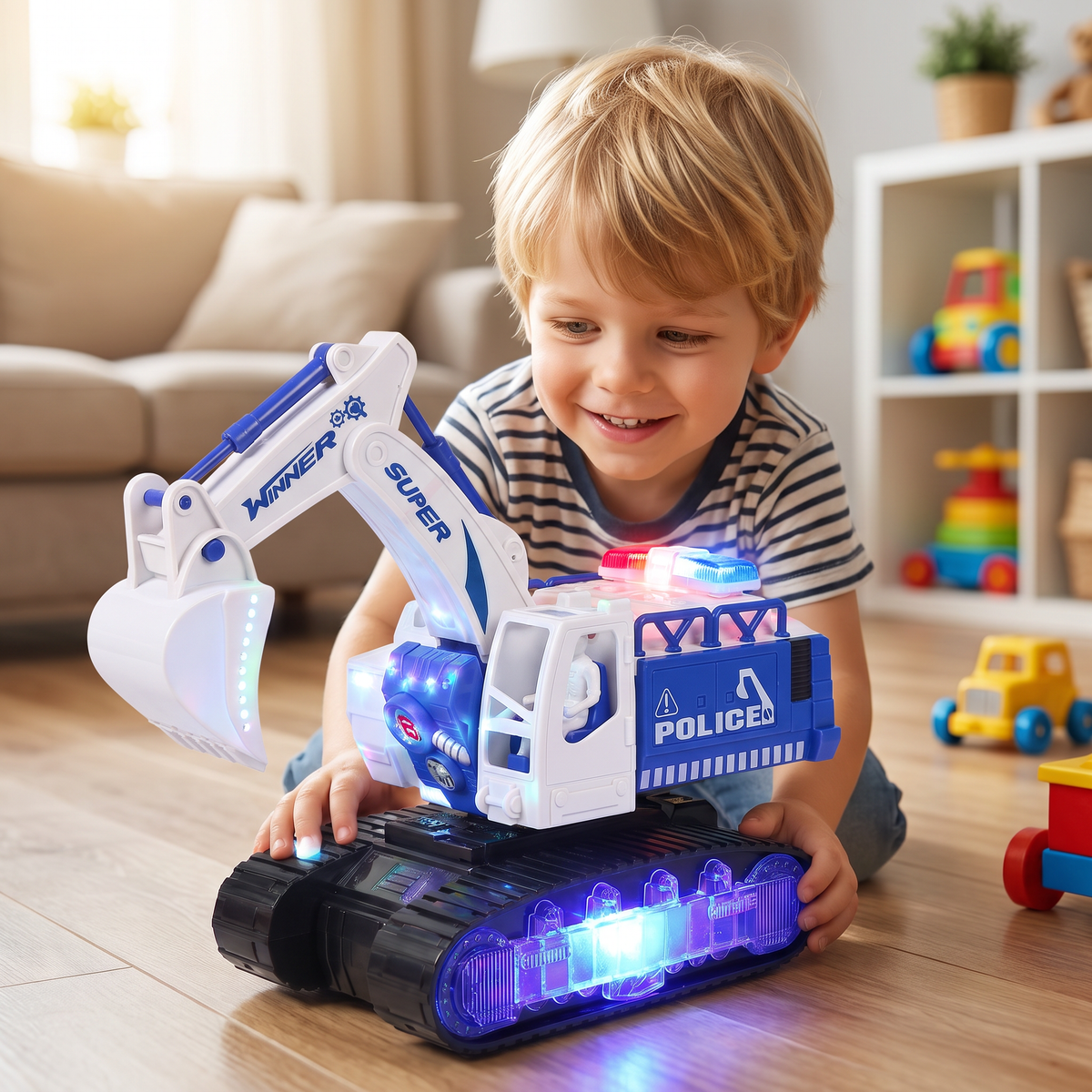 Elektrischer Verwandlungs-Roboter-Bagger mit Licht & Sound