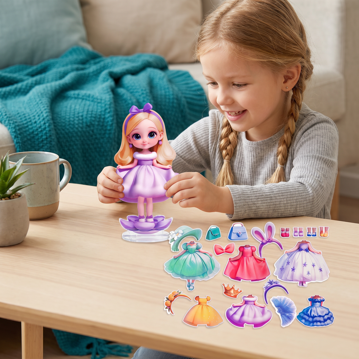 Magnetisches Ankleidepuppen-Set mit austauschbaren Outfits