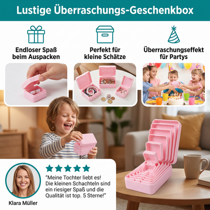 Lustige Überraschungs-Geschenkbox mit mehreren Schachteln