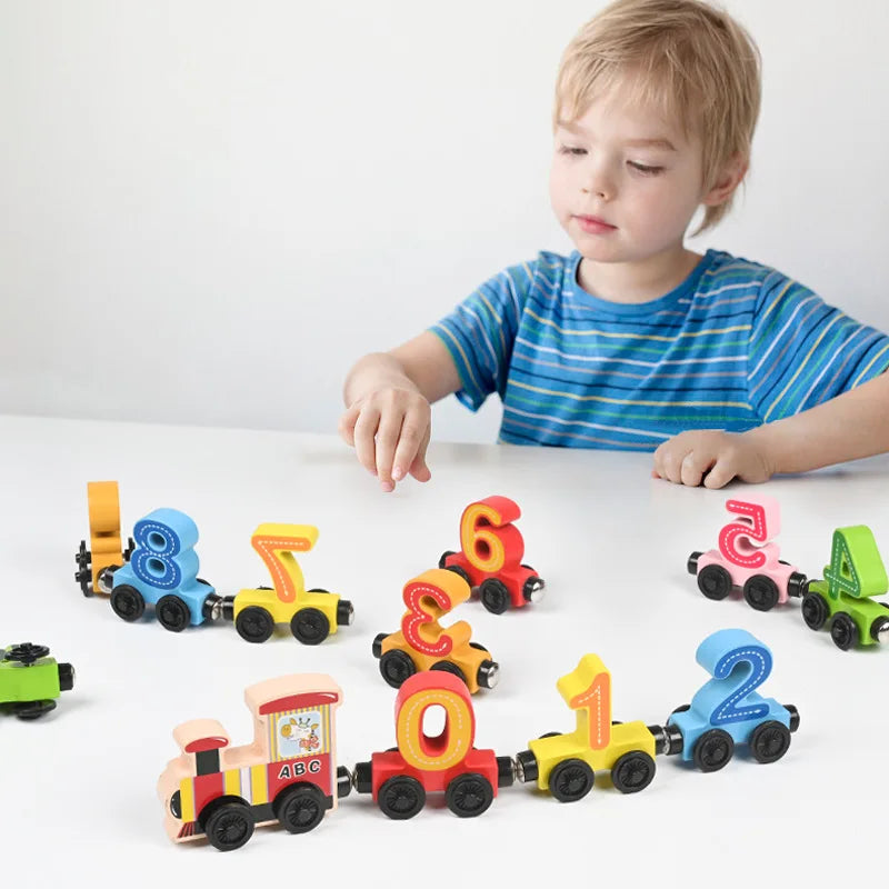 Magnetischer Montessori Lernzug aus Holz