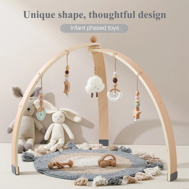 Baby Aktivitätsbogen aus Holz – Mit Hängespielzeugen für Babys