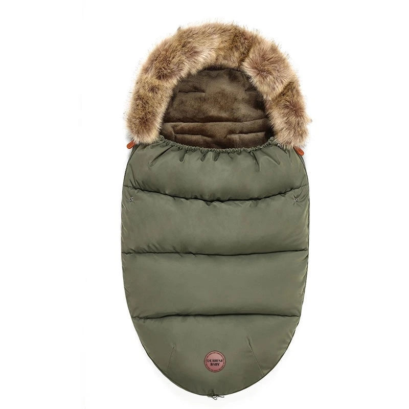 Baby Fußsack für Kinderwagen – Warmer Stroller Schlafsack mit Fellrand
