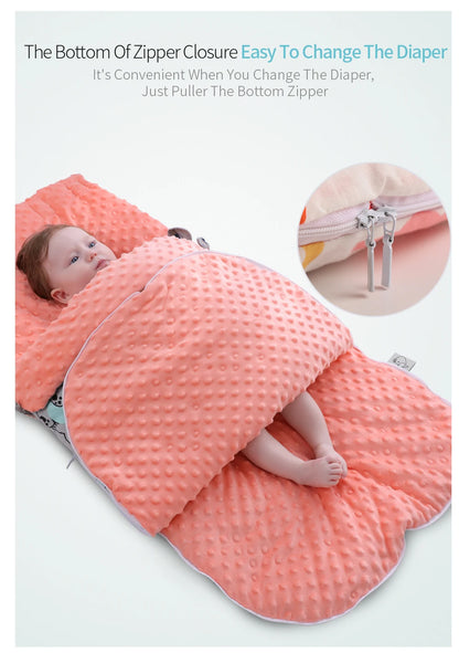 Baby Schlafsack mit Kapuze – Minky Decke für Neugeborene