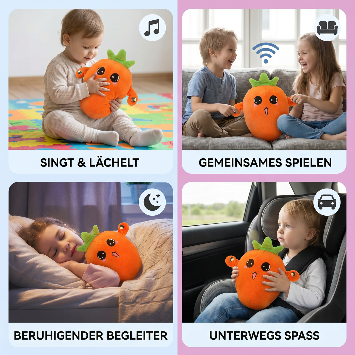 Interaktives Früchte-Plüschspielzeug für Kinder – Sensorisches Rhythmus- & Musikspielzeug