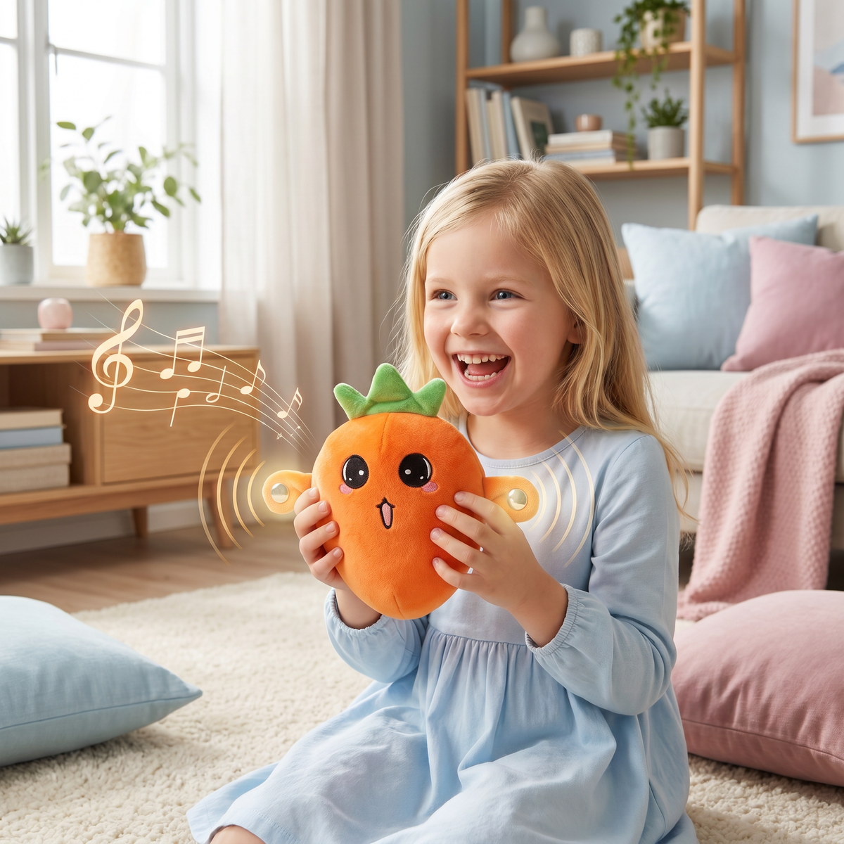 Interaktives Früchte-Plüschspielzeug für Kinder – Sensorisches Rhythmus- & Musikspielzeug