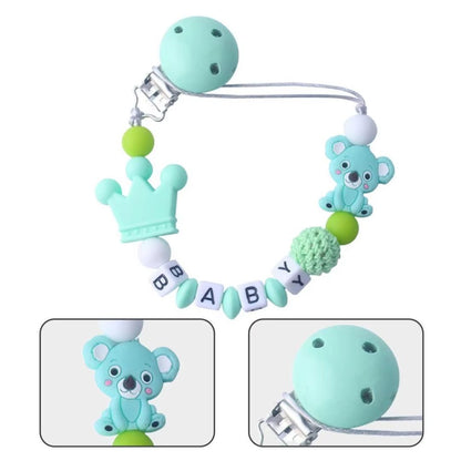 Baby Schnullerclip mit Krone und Bärchen