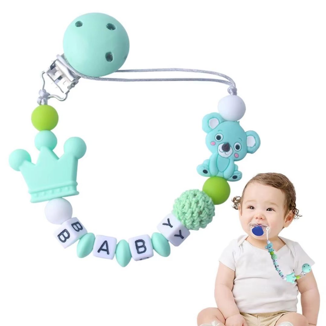 Baby Schnullerclip mit Krone und Bärchen