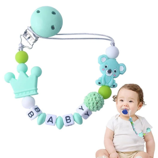 Baby Schnullerclip mit Krone und Bärchen