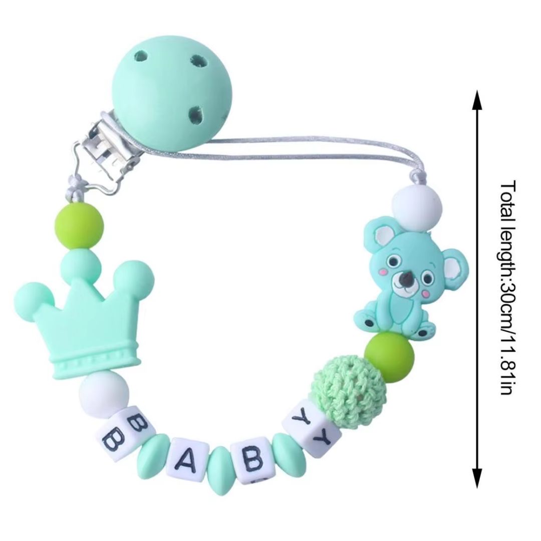 Baby Schnullerclip mit Krone und Bärchen