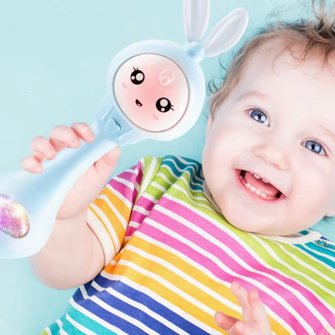 Süßes Baby-Beißspielzeug – Hasen-Design mit bunten Perlen für Zahnung