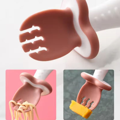 Baby Besteck Set – Ergonomischer Löffel und Gabel aus Silikon für Kleinkinder